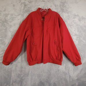 Vintage Windbreaker Mens Jacket Windbreaker Crew Collar Zip Pockets Lined Red XL